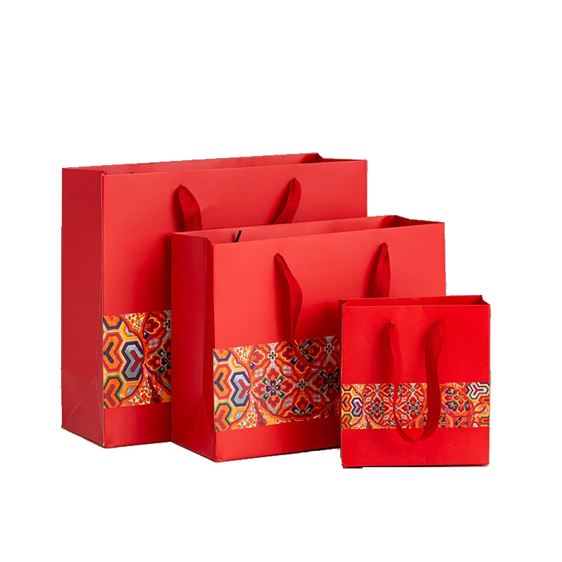 Hot selling quality mini red christmas paper bag rice 25kg paper bags