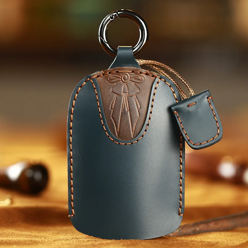 Decades Focusing Luxury Genuine Kraft First Layer Handmade Leather Car Keychain for Car Key Case Custom