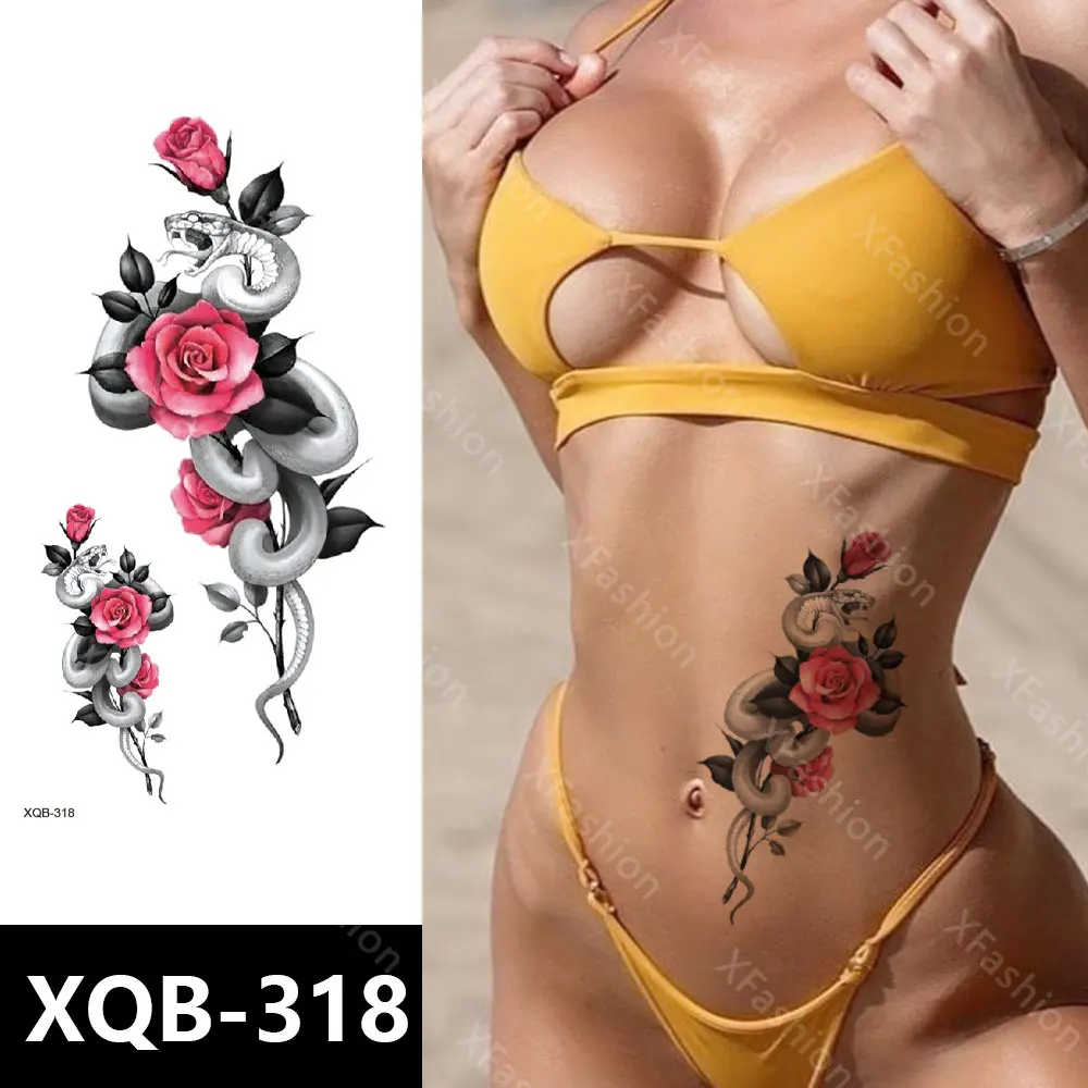 Stock Different Body Art Designs Long Lasting Waterproof Colorful Flower Tattoo Sticker For Women