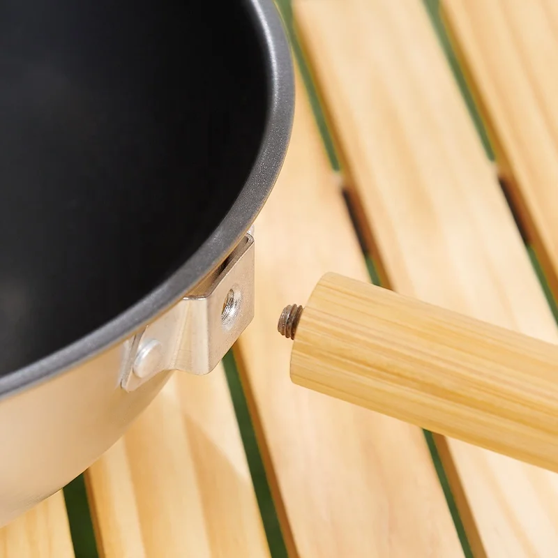 Commercial Stainless Steel Portable Kitchen Cooking Wok Non-Stick Camping Pan for Hiking Barbecues Outdoor Iron Cookware