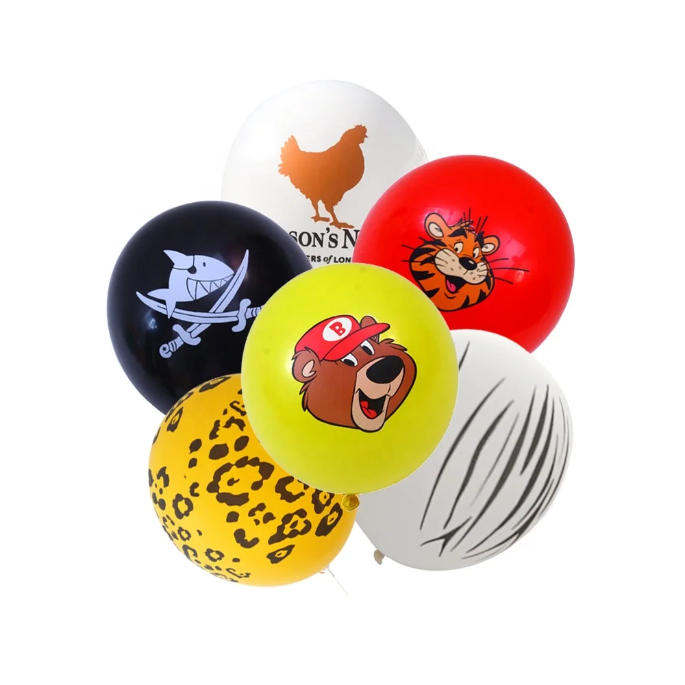 Advertising Decoration 12 inch Inflatable Helium Air Ballon Natural Latex Pearlized Lion Printed Balloon for Advertisement