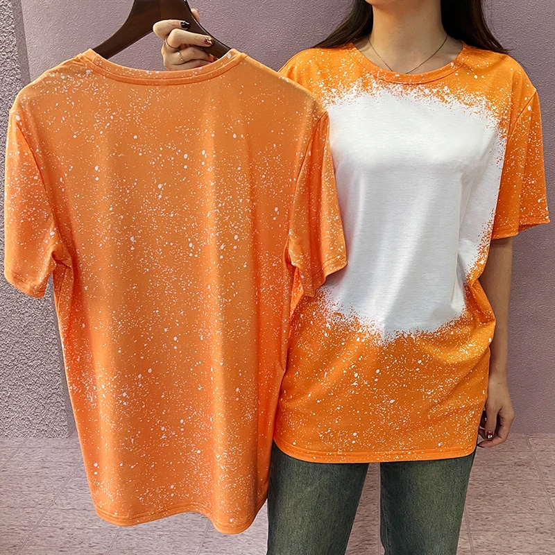 Men Women Kids Bleached T Shirts Unisex Custom Design Tees Sublimation Printing 100 Polyester Shirt Faux Bleached Look T-Shirt