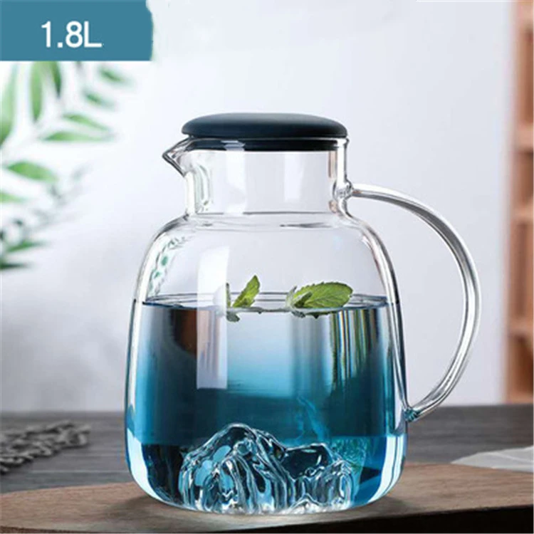 1800ml High Borosilicate Hot Water Glass Pitcher Iced Jug with Lid