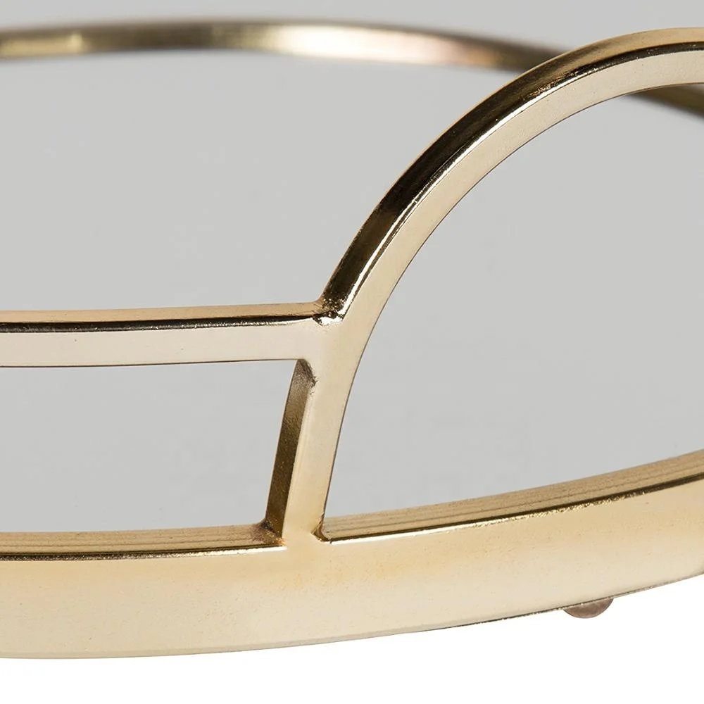 Gold Metal Mirror Round Decorative Tray