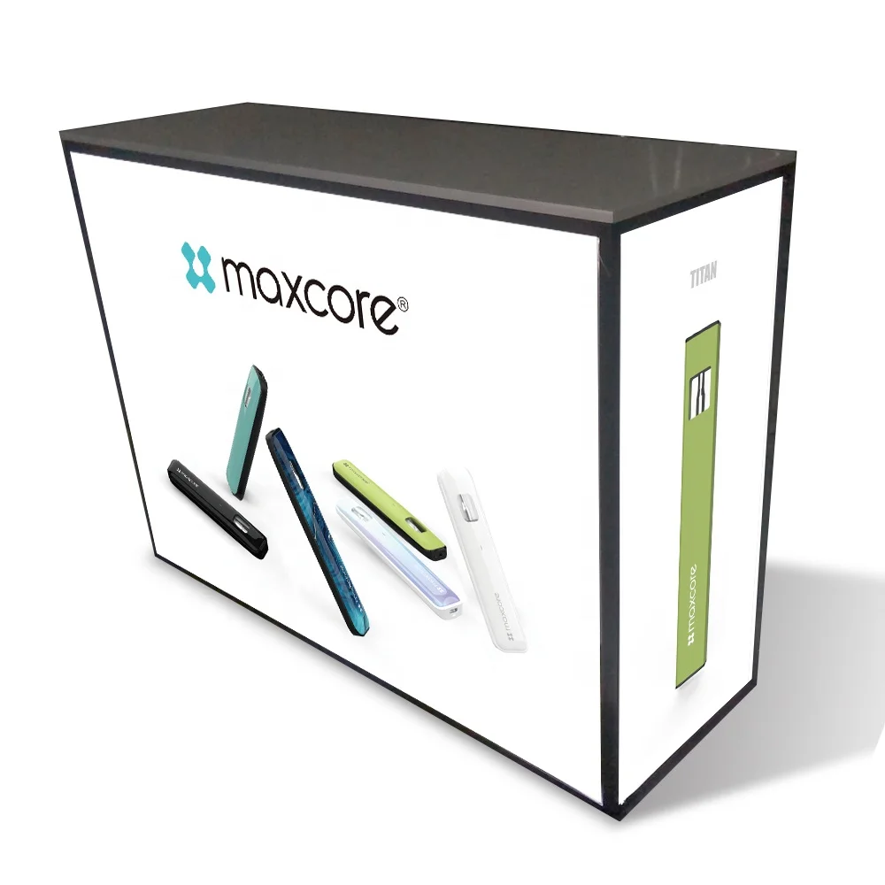 Стойка регистрации и декорация, дизайн выставочной будки с логотипом, лайтбокс на 2 стороны, светящийся фон, стена и информационный стол