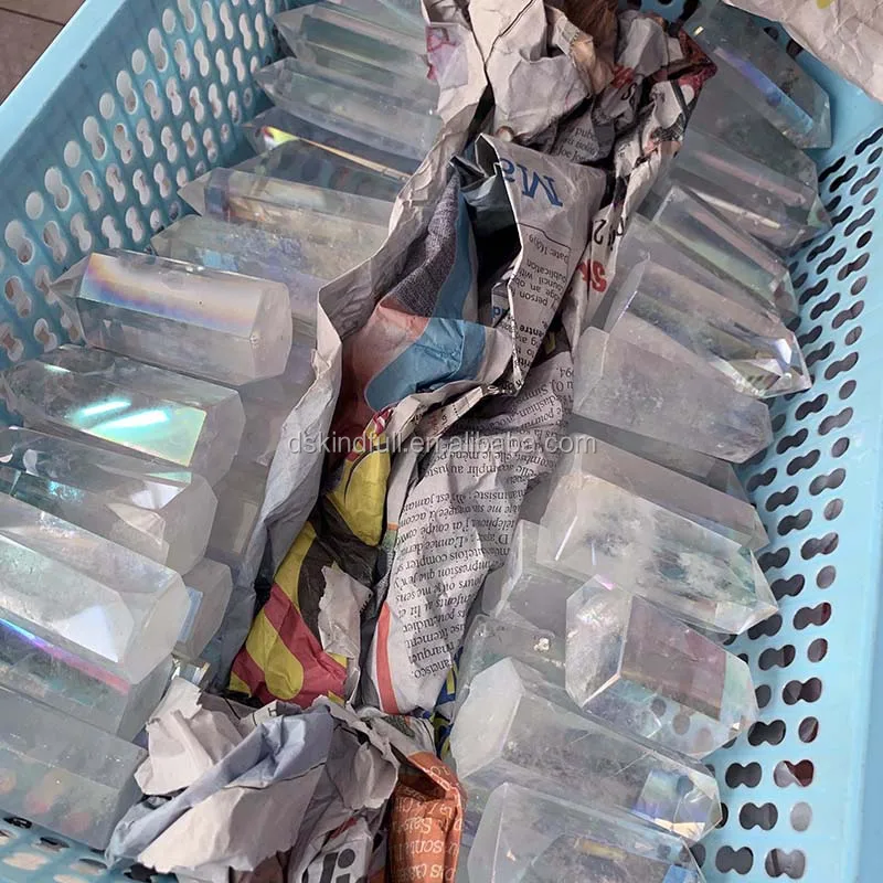 Natural Angel Aura Raw Stone Pink Quartz Crystal wand rose quartz Wand Point for sale