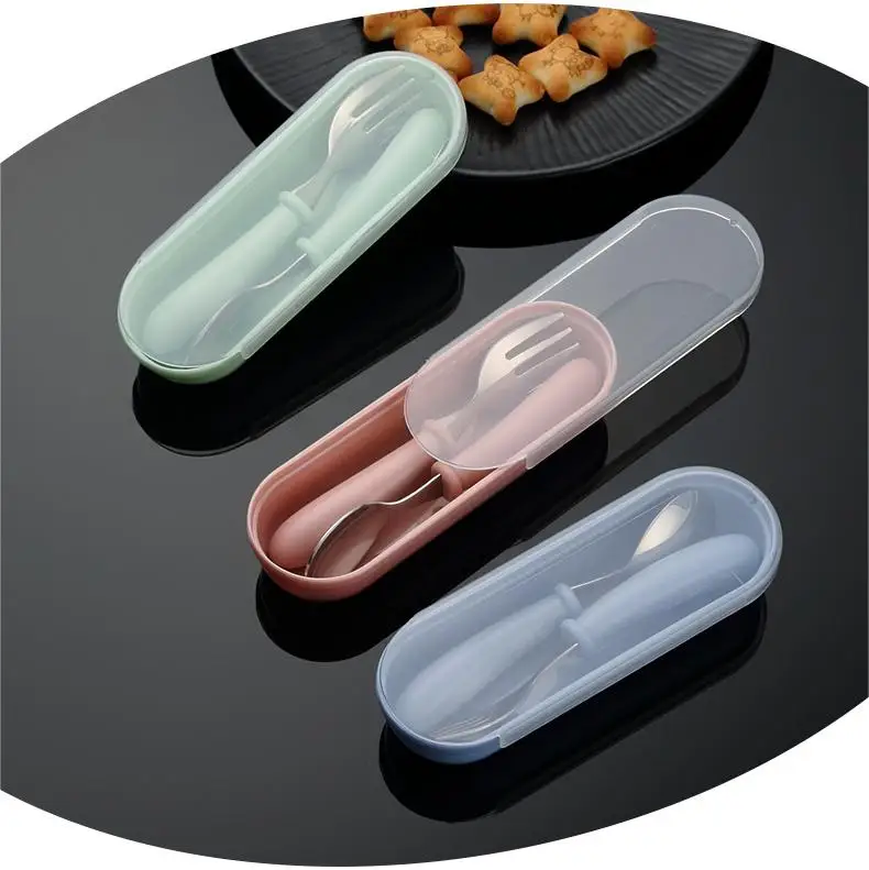 Food Grade 304 Stainless Steel Cute Fork Spoon Children Kids Flatware with ABS Handle