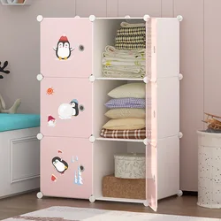 Factory wholesale household simple assemble child plastic cube wardrobe baby foldable storage cabinet kids almirah wardrobes