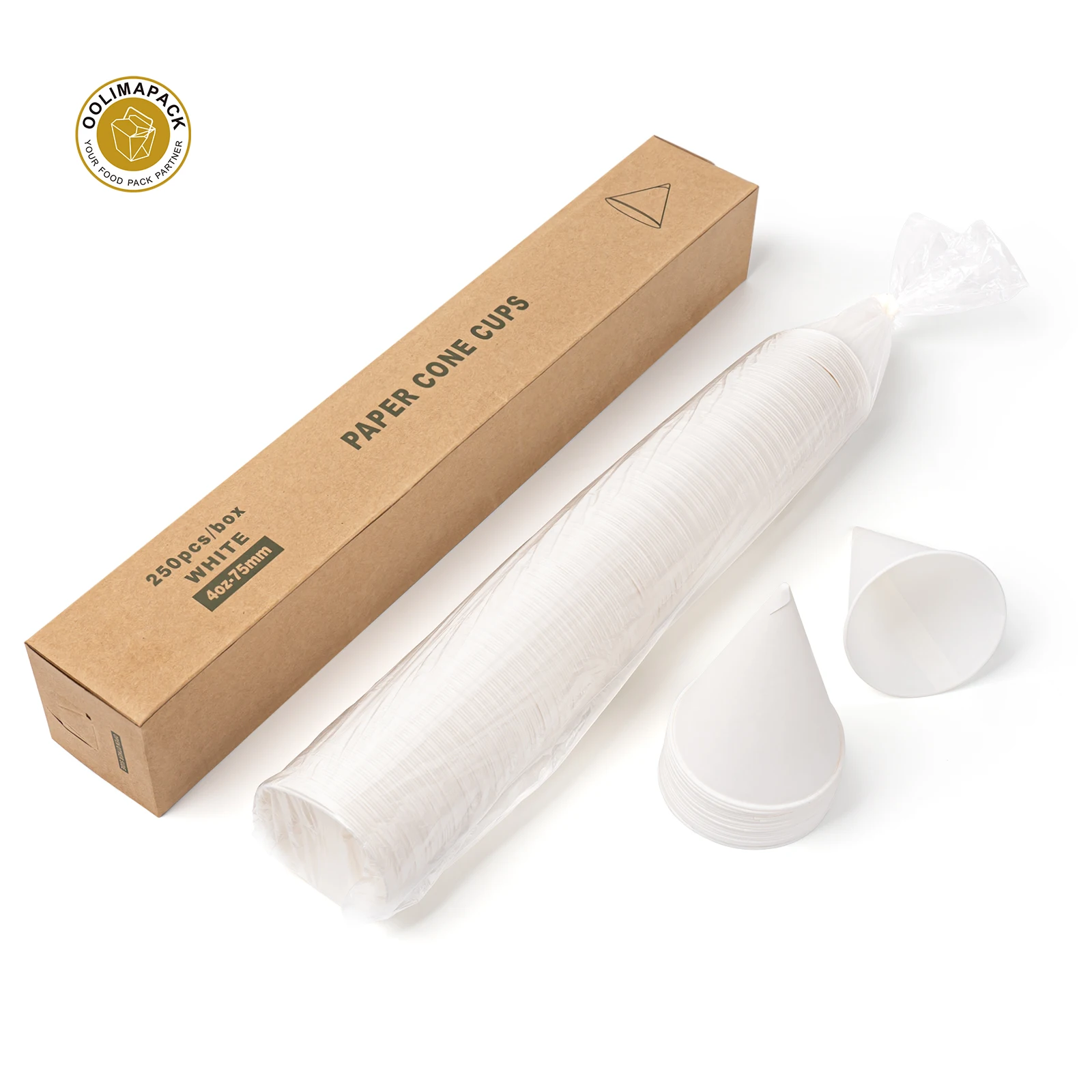 OOLIMA Eco Friendly Wax Coated Cone Paper Cup For Airport Bookstore