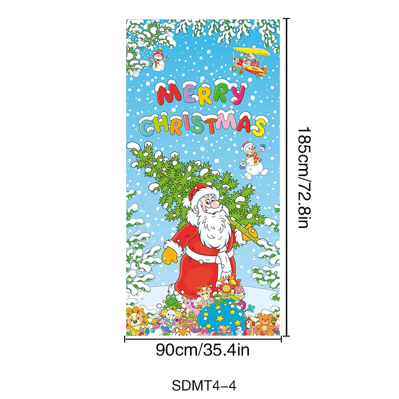 2024 Christmas Door Cover Decoration Christmas Santa Claus Door Cover Xmas Hanging Background Banner For Home Front Door Holiday