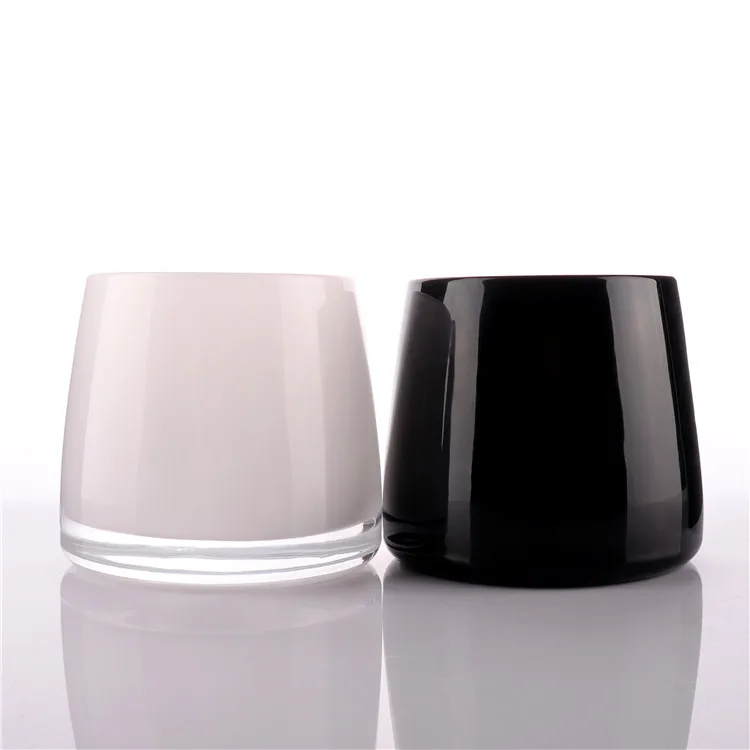 BOYE Wholesale 7oz Unique Shaped Luxury White Glass Candle Jars For Candle Making