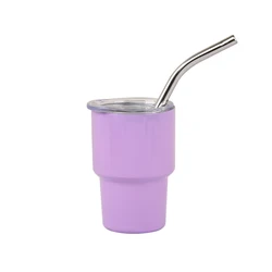 HYB OEM Mini 2 Ounce Double Wall Vacuum Tumbler Stainless Steel Insulated Tumbler with Lid and Straw Shot Glasses