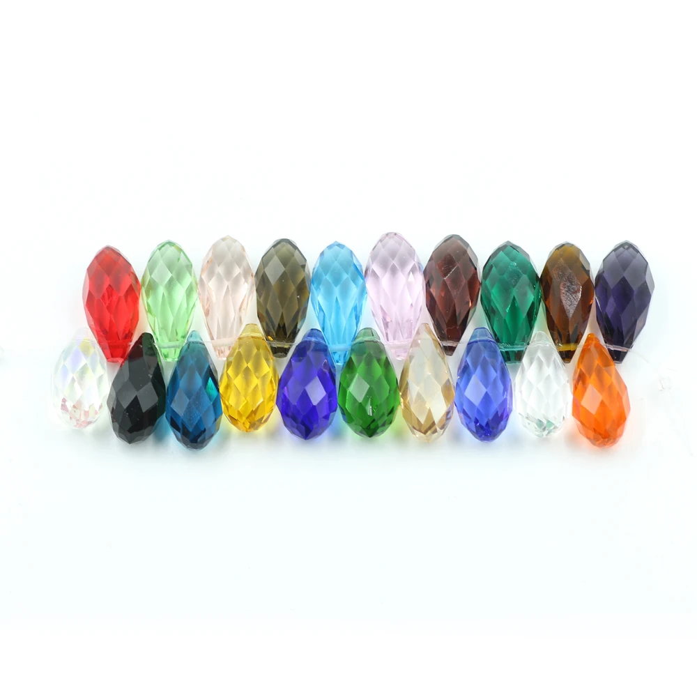 Zhubi 10X20MM 12X25MM Faceted Drop Glass Beads Bulk Natural Colors Crystal Briolette Teardrop Beads for Jewelry Making
