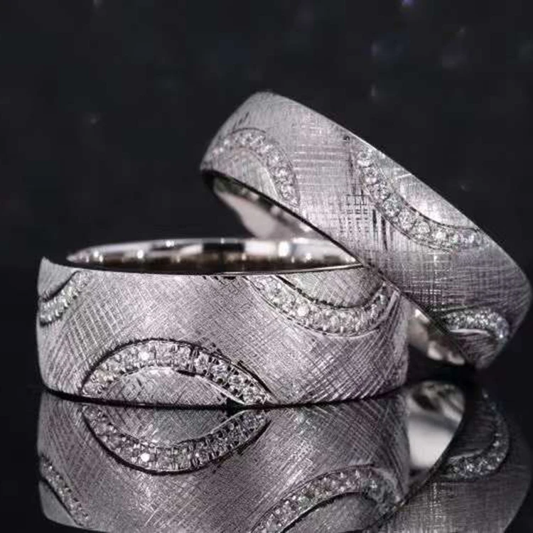 MEDBOO Diamond Jewelry Couple Ring Set 14K White Gold 0.15CT Lab Grown Diamond Ring Wedding Engagement Ring For Man and Women