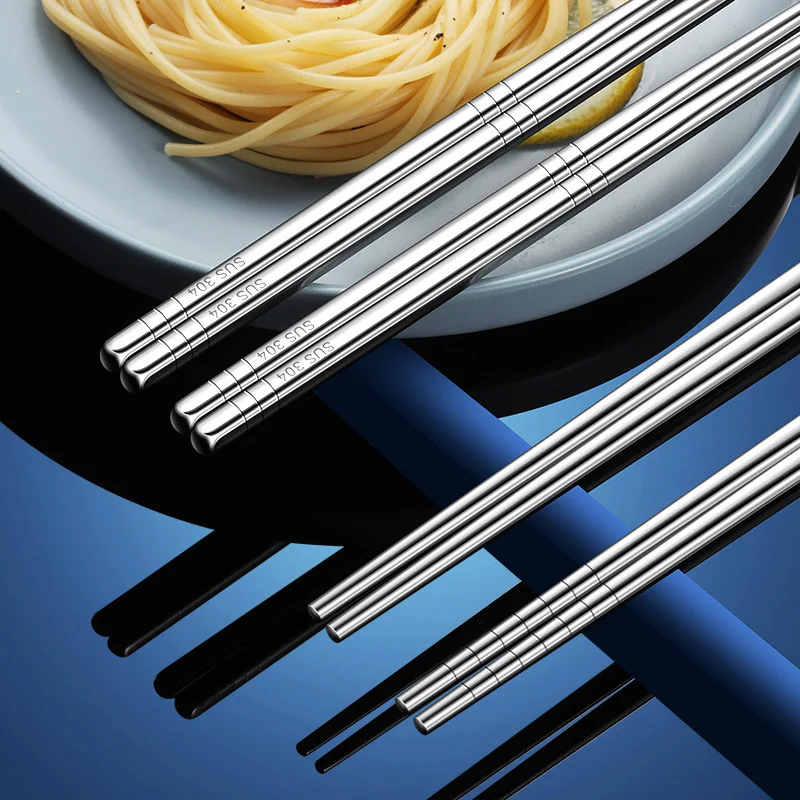Factory Outlet Korean Style Reusable Metal Chopsticks 304 Stainless Steel Dishwasher Safe Chopsticks