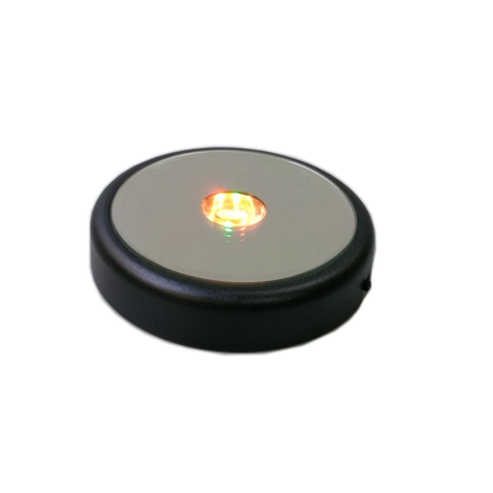 BOSHI Matt black plastic battery operated led  light round base with mirror top display