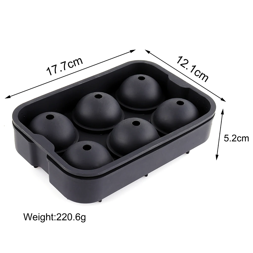 Wholesale Custom Logo Black Food Grade Sphere Ice Ball Maker Tray Round Silicone Ice Ball Mold