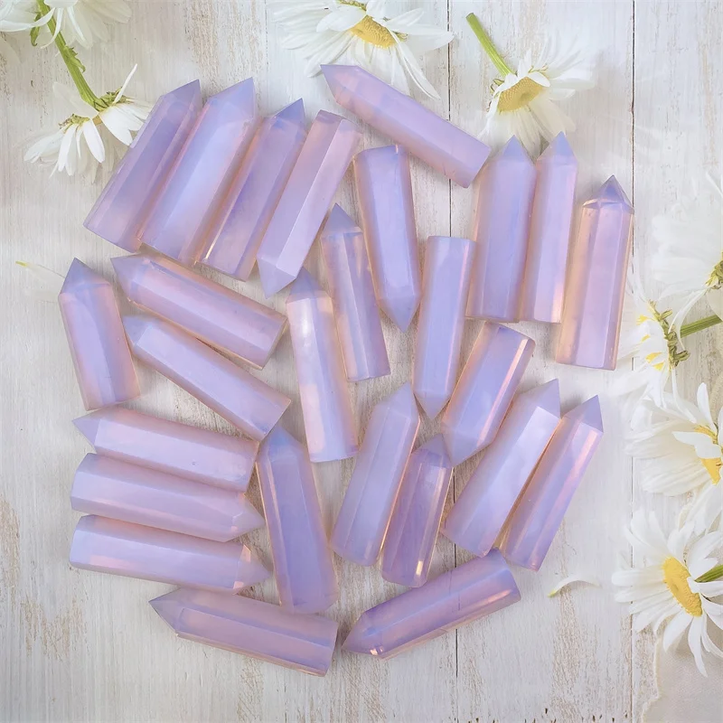 Wholesale natural hand-carved healing crystal  pink opalite tower for decoration
