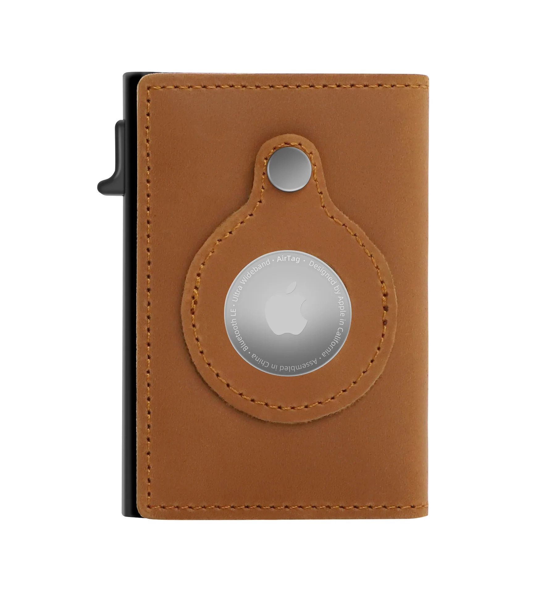 Front Pocket Minimalist Aluminum Metal Credit Card Holder ,RFID Leather Card Holder For Airtag Wallet