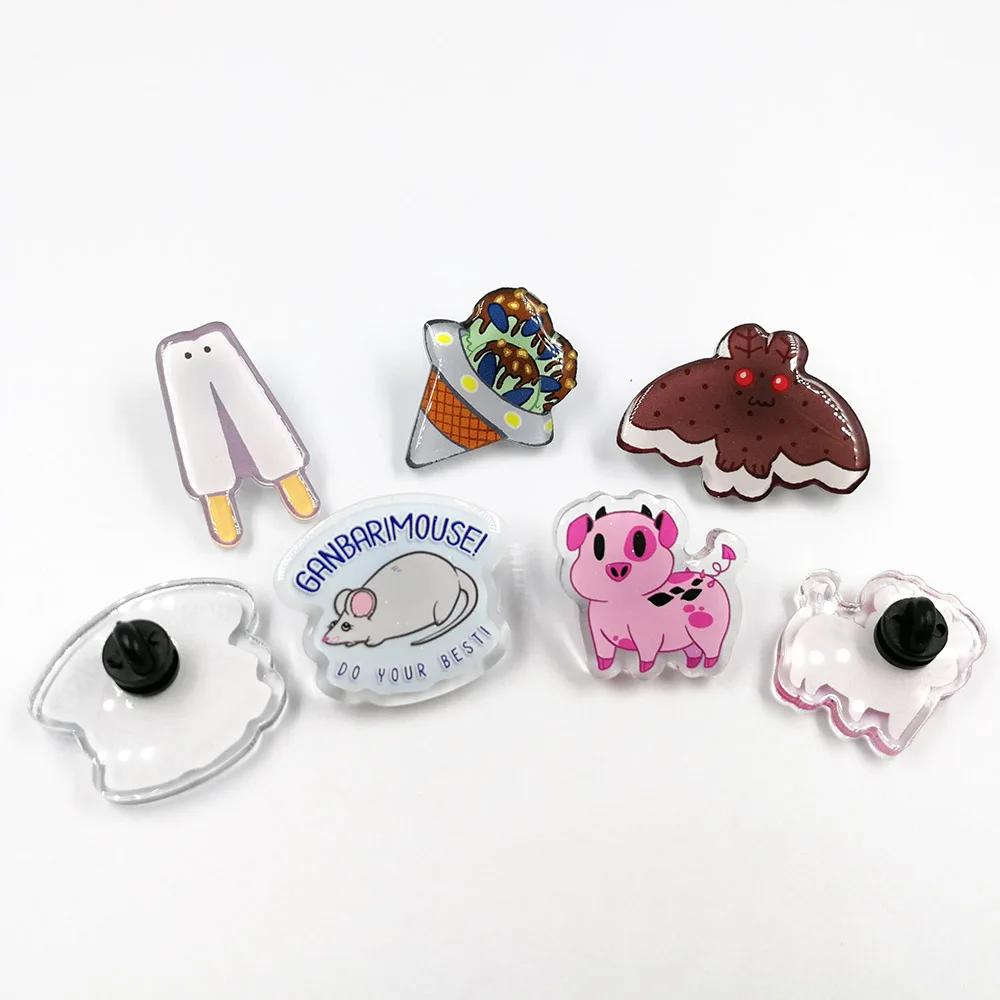 Custom manufacture made acrylic pin badge epoxy acrylic charms for clothing decoration