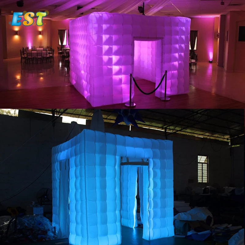 LED Inflatable Cube Photo Booth Tent Photobooth Enclosure or Customized for Sale White or Black Custom Logo Printed CN