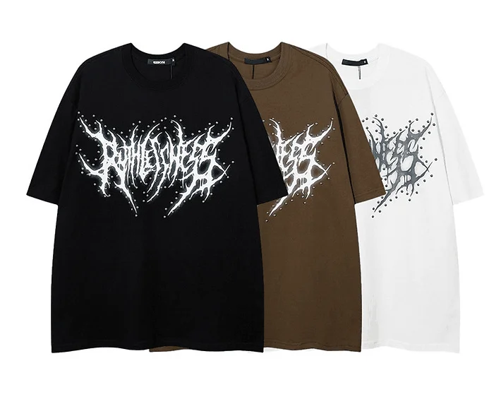 Custom Skull Rhinestones Cotton T shirt Man Shine Glitter Luxury Printed Rhinestones Heat Transfer Designs T shirt