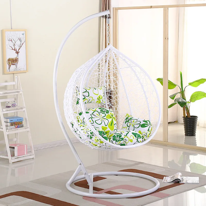 Wholesale Custom Design Outdoor Indoor Furniture Balcony Egg Chair Garden PE Rattan Patio Egg Hanging Swing Chair with Stand