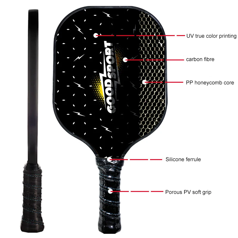 Professional pickleball paddle gen 3 custom carbon fiber graphite pickleball racket with polypropylene honeycomb core