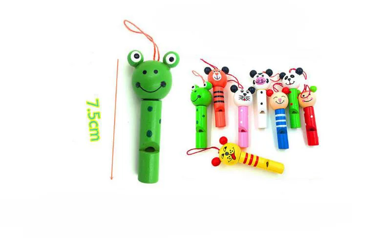 Musical cheap wooden whistle sound wooden baby toys cartoon whistles