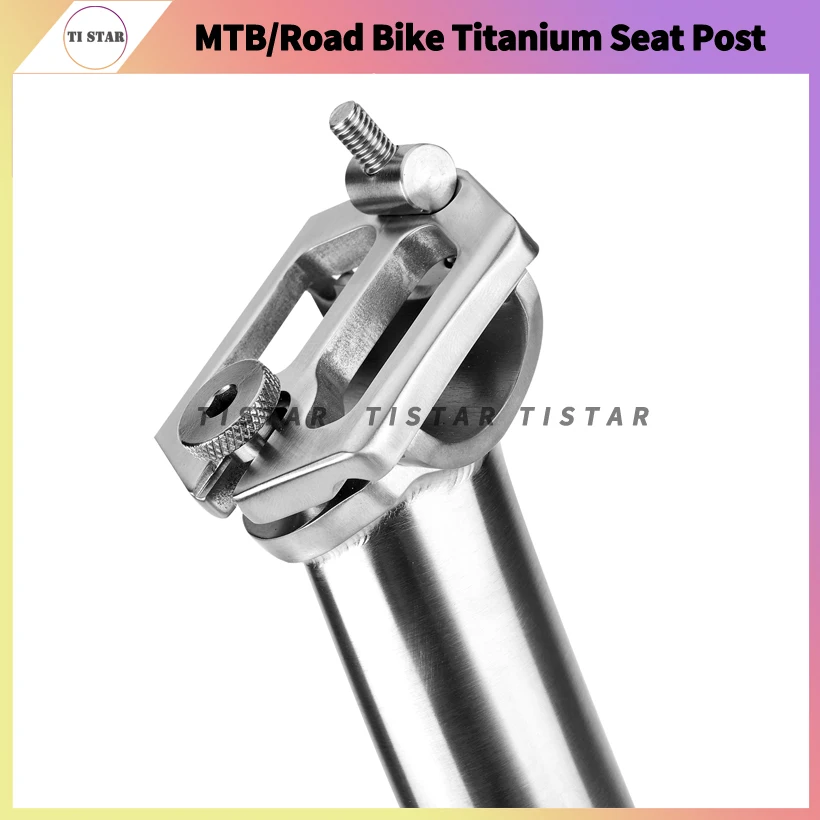 Titanium Bike Seatpost 27.2mm/31.6mm Length 350mm for Mountain MTB Bikes Road Bicycle Lightweight Ti Seat Posts TI Star