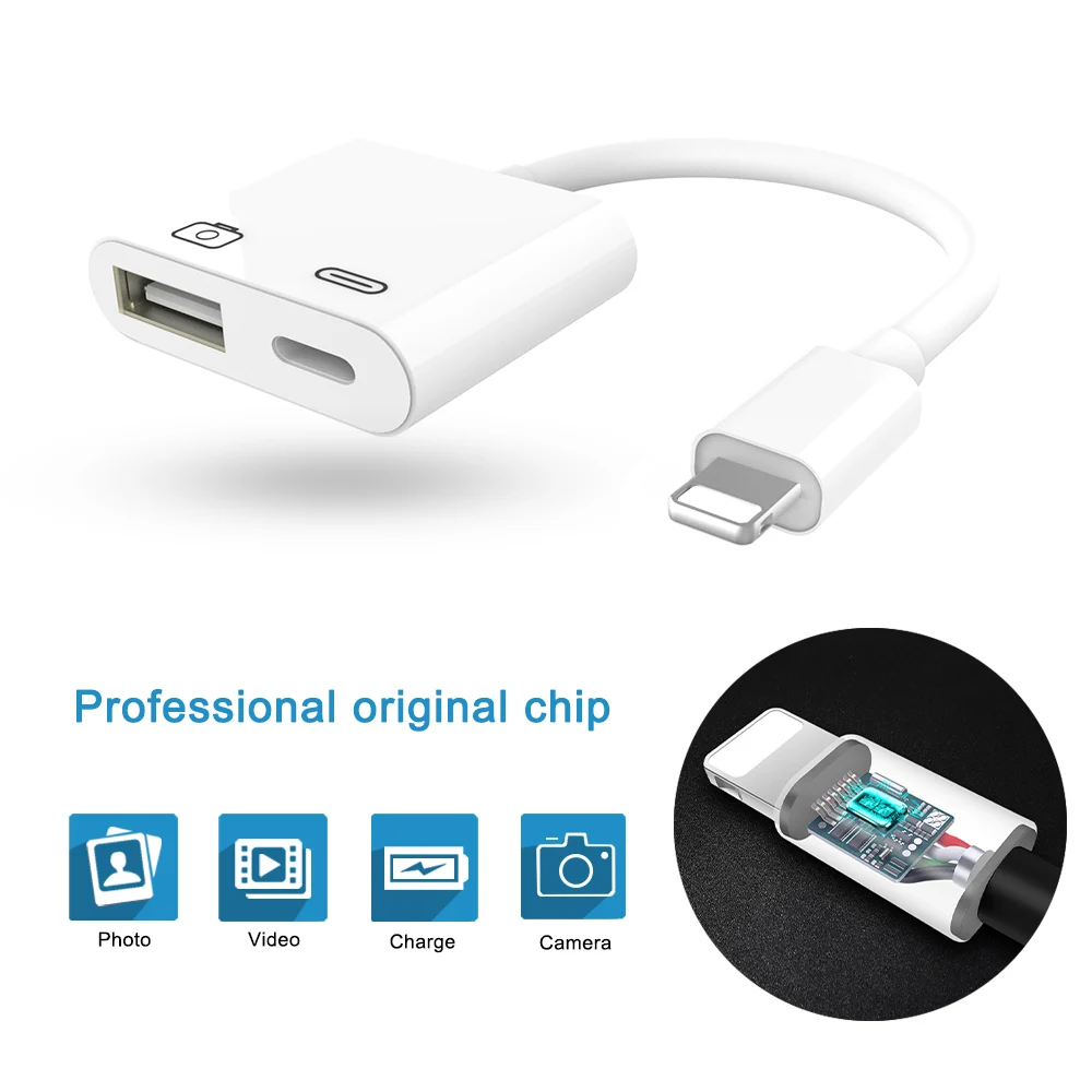 8pin USB Adapter Cable For iPhone/iPad to USB 3.0 Female Camera/Keyboard/SD Card Reader Adapter Compatibility with IOS 13