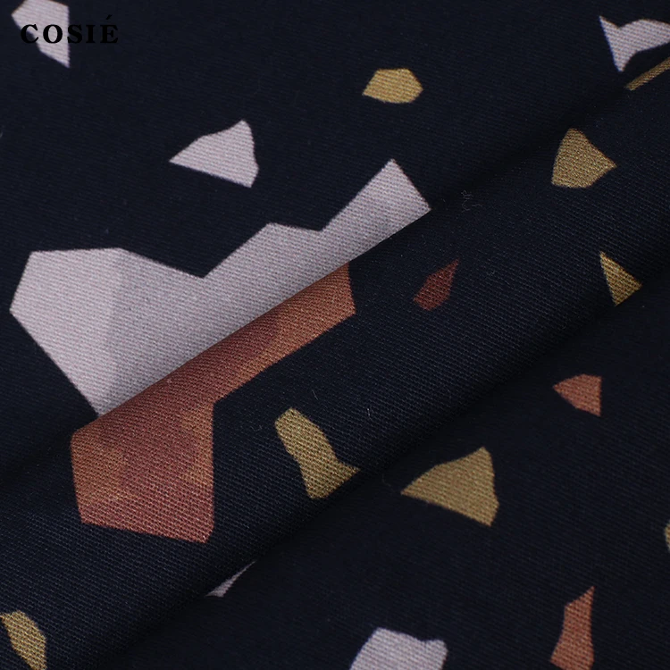 Designer Black Ground Geometric Parrern or Your Designs 100% Cotton Digital Printed Plain Poplin Fabric 145gsm for Dress