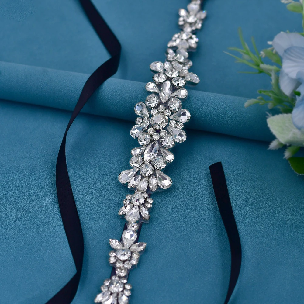 Bridal Dress Crystal Waist Seal Hand Sewn Diamond Accessories Ribbon Rhinestone Wedding Belt