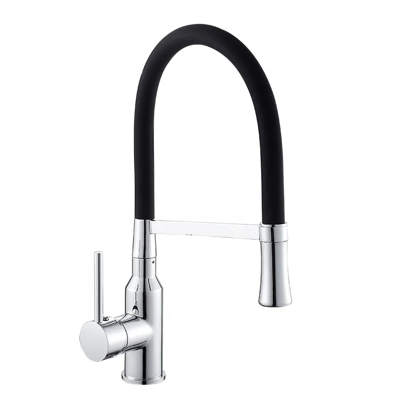 Torneira Cozinha Single Handle Hot Cold Water Copper Black Silicone Tube Pull Down Touch Brass Kitchen Sink Faucet