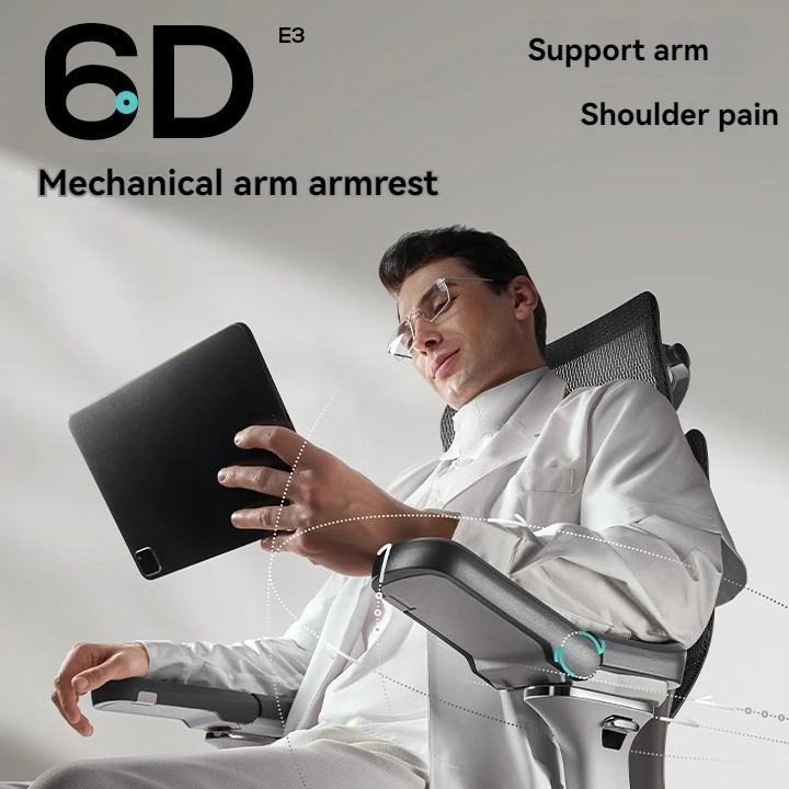 Ergonomic Office Chair with 6 directions adjust Armrests waist support footrest Adjustable Headrest High Back Tilt Function