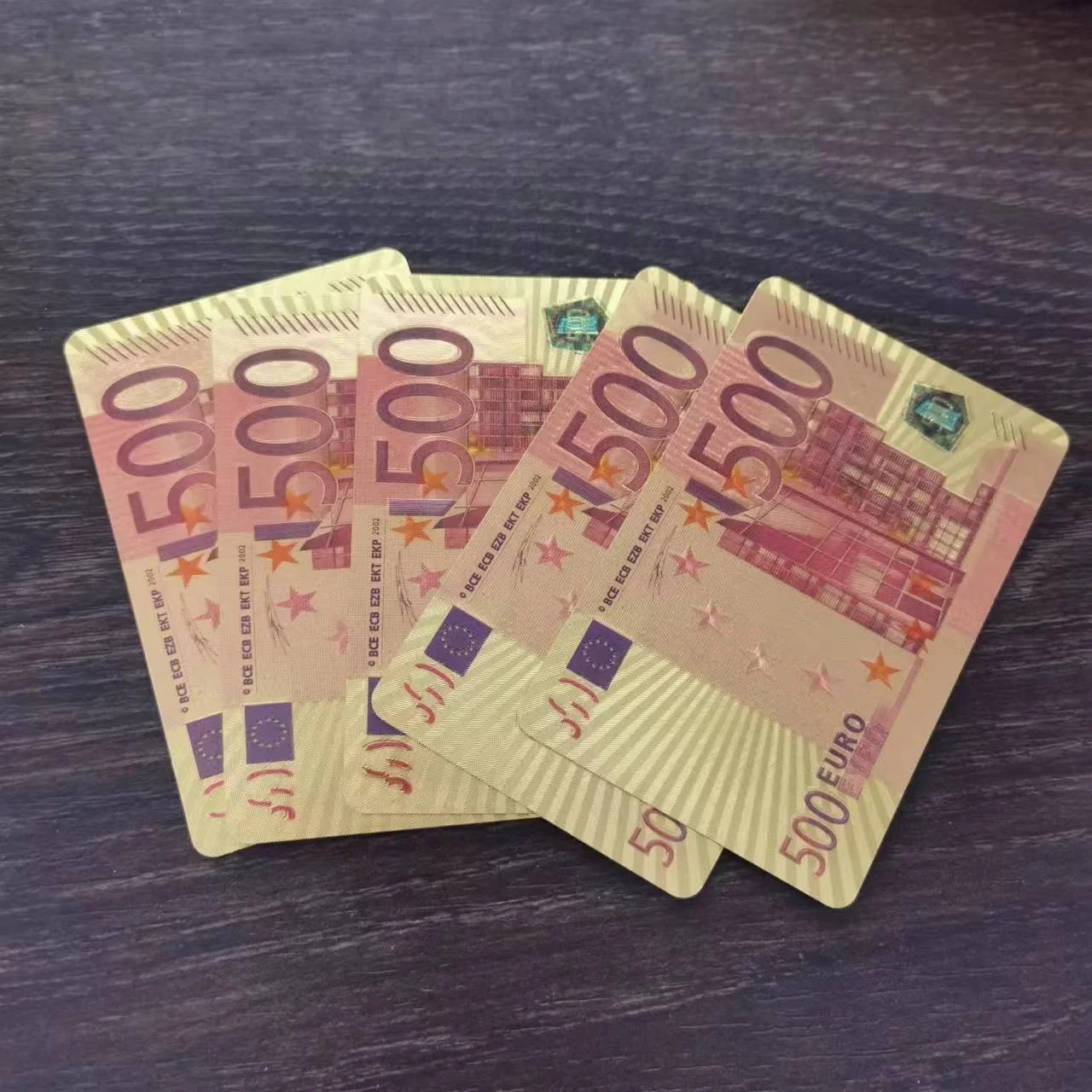 WHOLESALE CUSTOM 500 EURO PVC 24K GOLD PLAYING CARDS