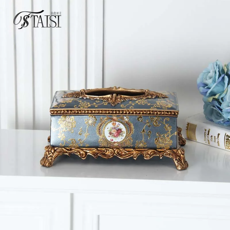 RS061 Antique resin napkins & tissue holder Arab resin craft sculpture tissue box French furniture antique
