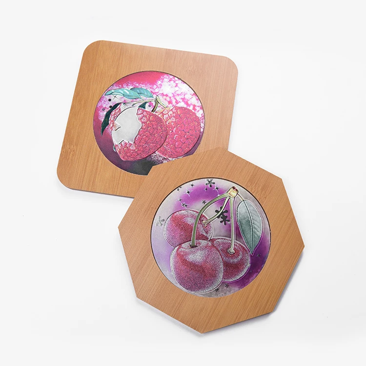 Деревянные фрукты печати сетки Placemats круглый квадратный стол коврики чашки Бар Кухня интимные аксессуары мыть Кофе Чаша Pad