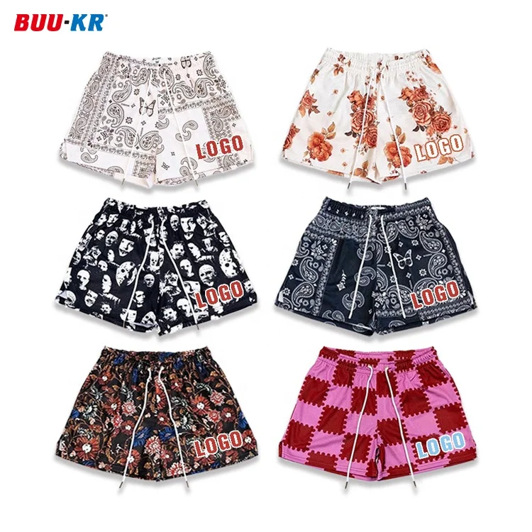 Buker Summer Cropped Fit Custom Logo Polyester shorts,Sublimation Printed Workout,Streetwear Men Mesh Shorts With Pockets