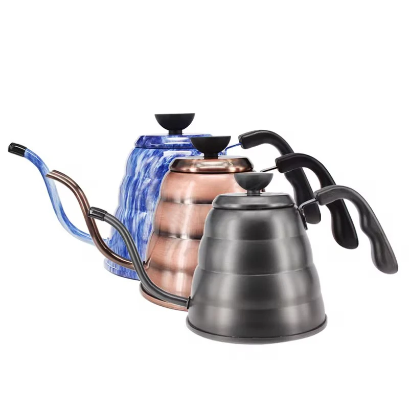Hot Sale Stainless Steel Gooseneck Long Spout Coffee Maker Pour over Pot Hand Drip Kettle in 0.7/1.0/1.2L Sizes