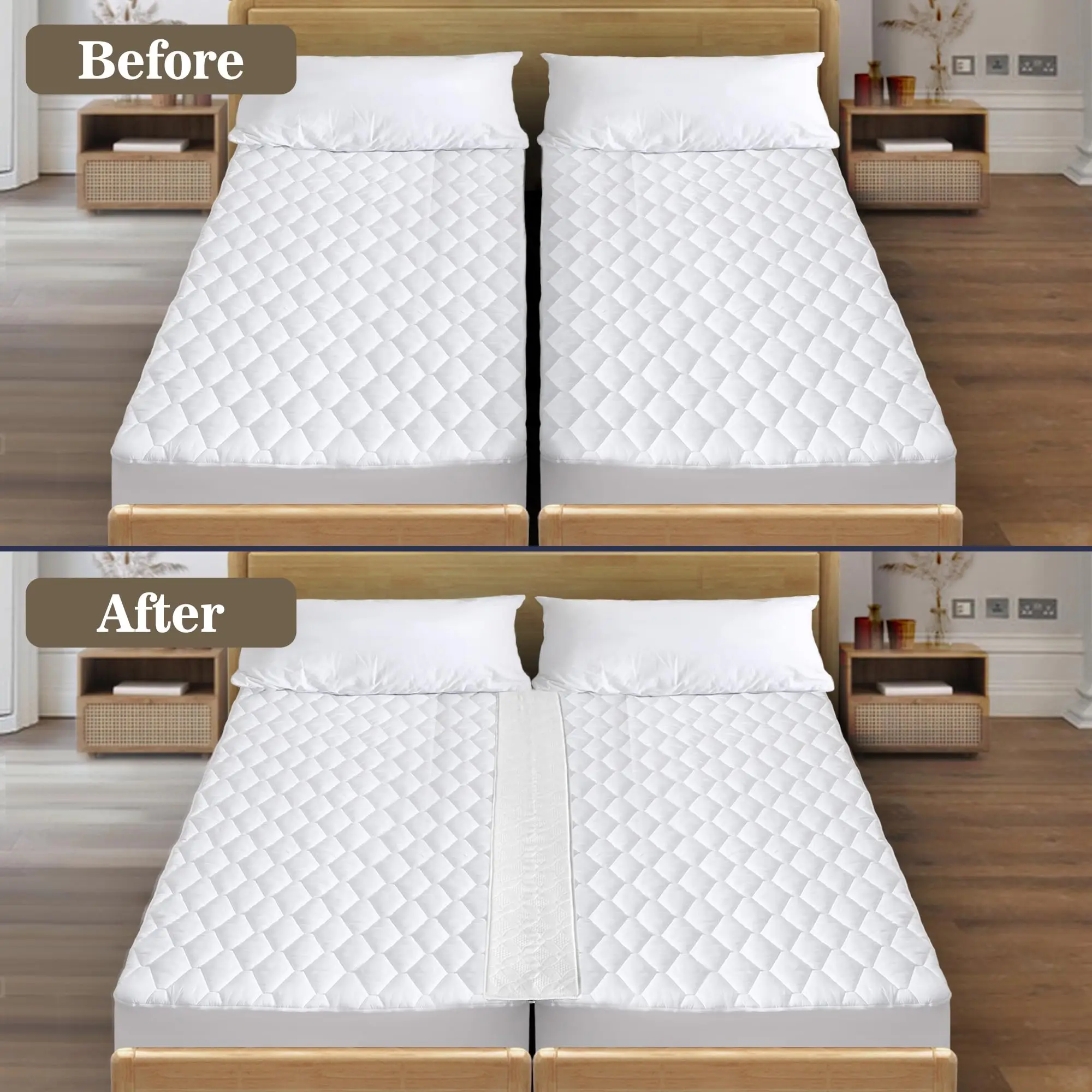 Customized waterproof bamboo memory foam Bed Bridge Twin Size to King Size Bed Converter  Mattress Gap Filler