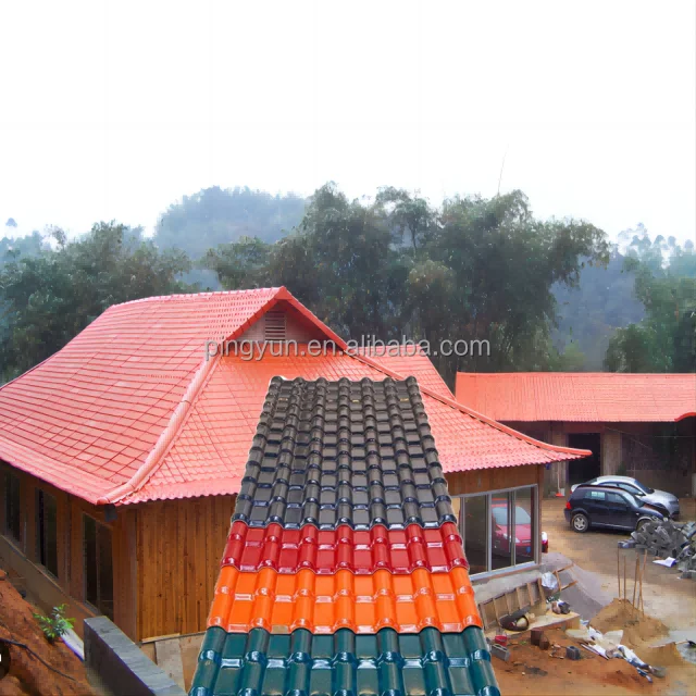 synthetic resin roof tile popular in India anti corrosive Spanish ASA PVC plastic roof sheet for apartment