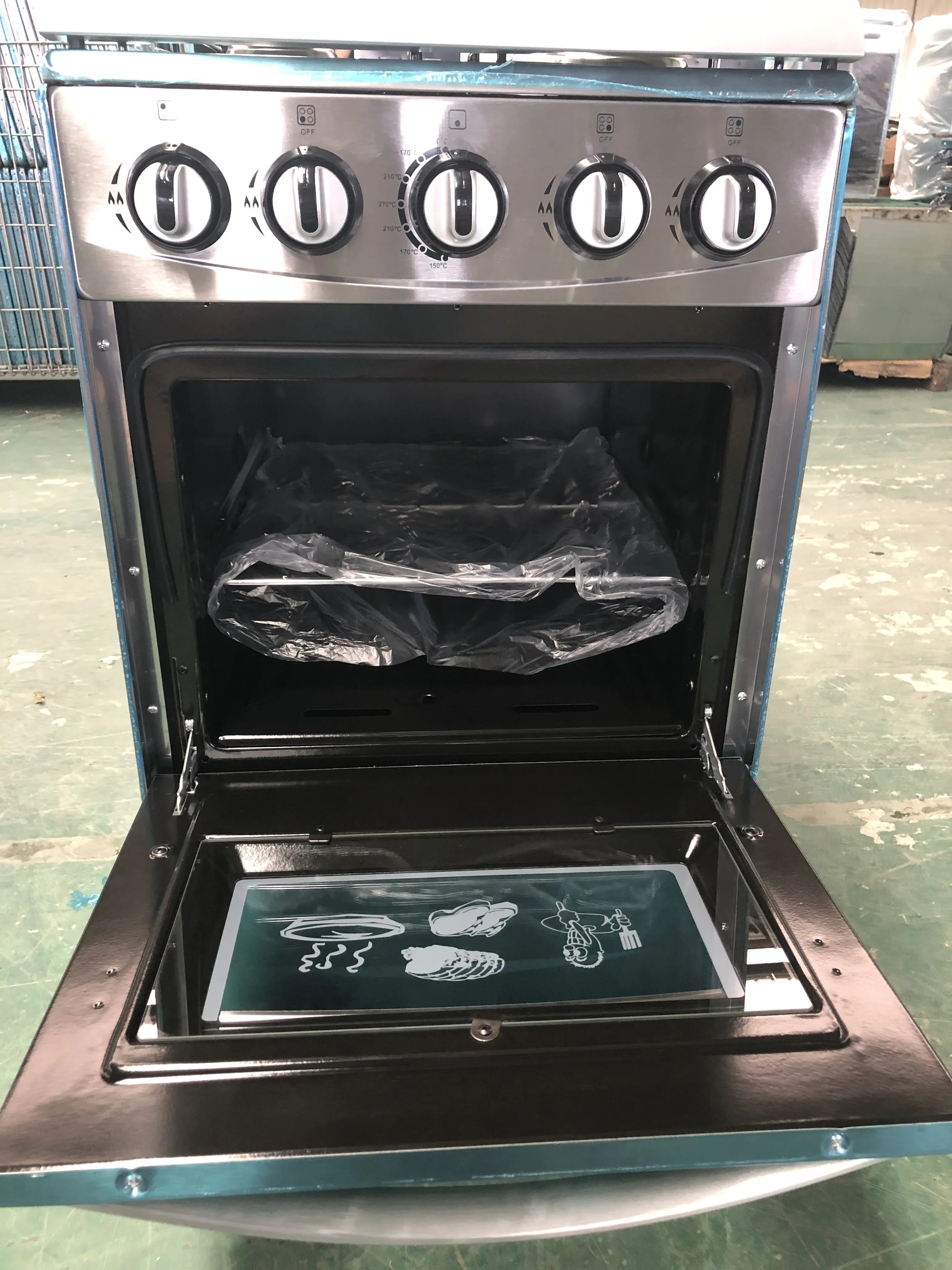 Quality Kitchen Cabinets 20inch 50x50cm Black Standing Gas Cooker with Toaster Oven for Home