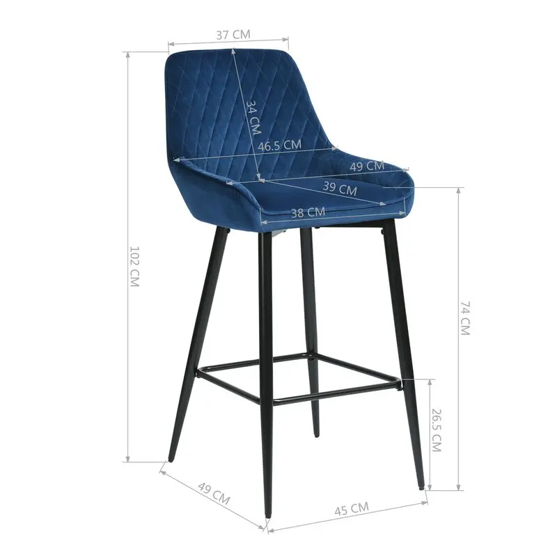 Home Coffee Bar Room Use  Leisure bar stool Armless modern velvet fabric  bar chair