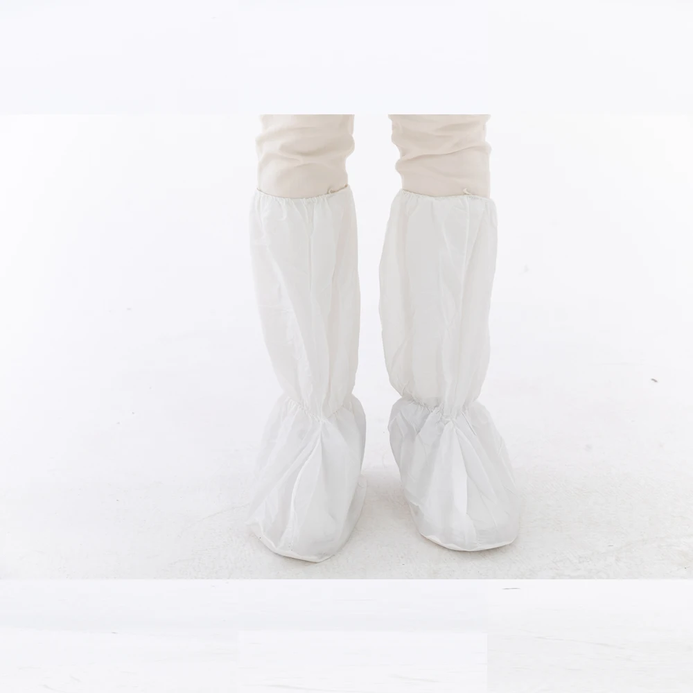 Нетканый белый одноразовый защитный чехол на крышку ботинка с подошвой из ПВХ