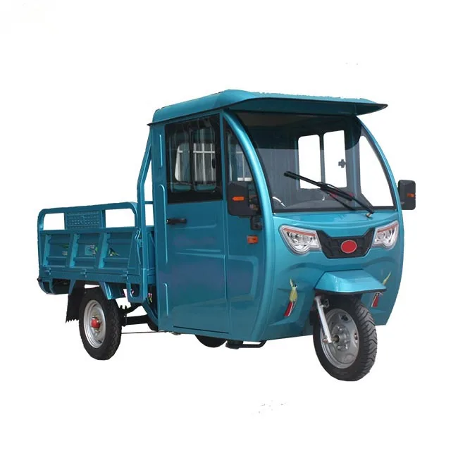 2022 New Semi Cabin Motorized Cargo Tricycle Enclosed Cabin And Heavy Loading Cargo Tricycle With Plastic Cargo Cover