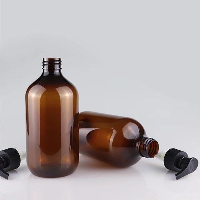 In stock  PET amber and green color 500ml luxury shampoo pump bottles