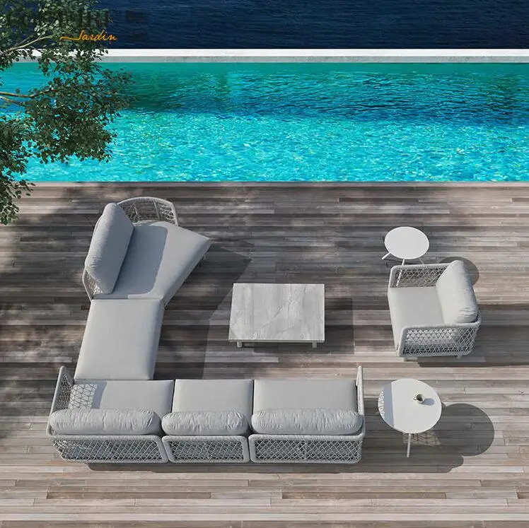Villa Hotel Project Luxury Modern New Design Garden Olifen Rope Sofa Set Outdoor Patio Furniture