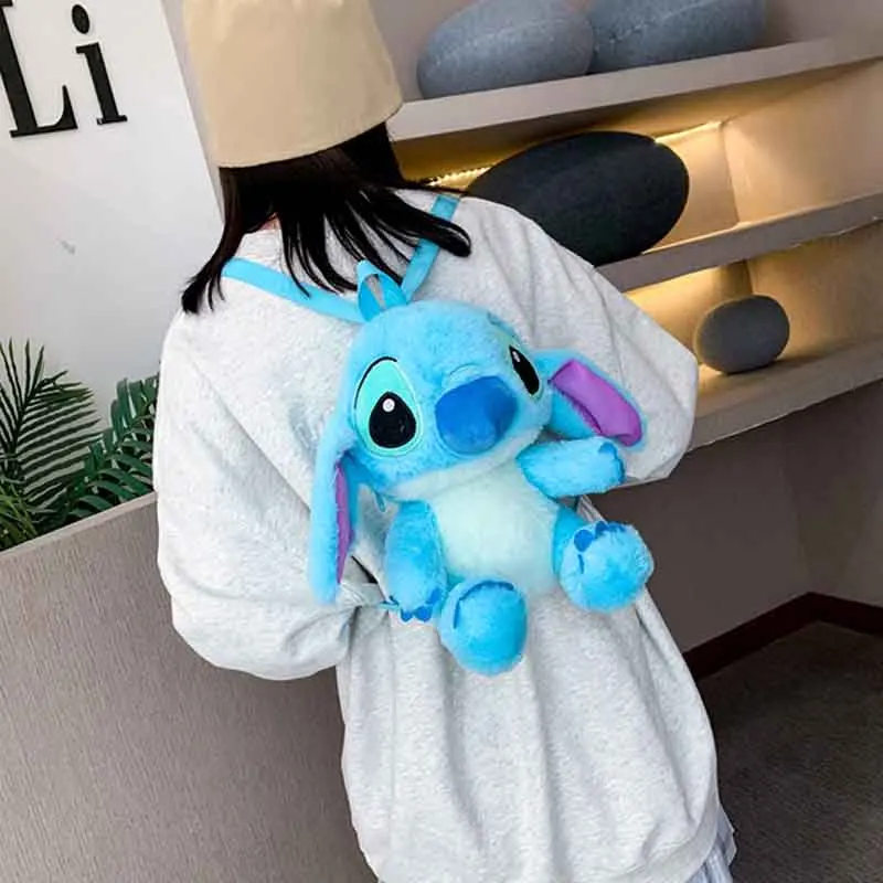 Cartoon Blue Stitch Plush Backpack Cute Stitch Backpacks Stuffed Plush Dolls For Girls Bags Soft Christmas Gift