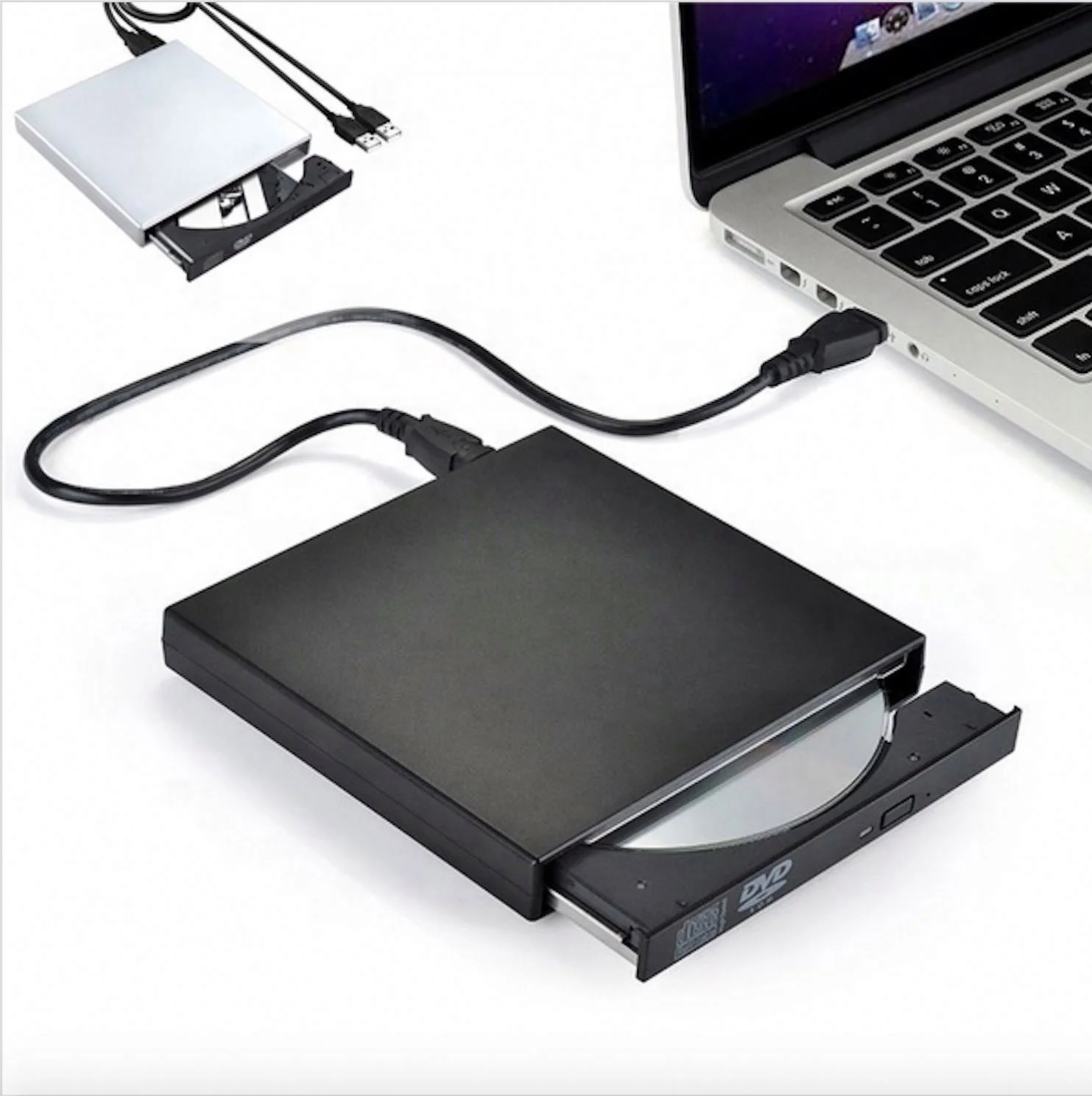  Зарядное устройство внешний USB CD-RW горелки DVD/CD считыватель плеер с двумя кабели для Windows и Mac OS ноутбук
